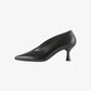 Black Leather Heel Low Vamp