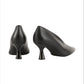 Black Leather Heel Low Vamp