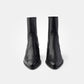 Black Leather Heel Ankle Boot