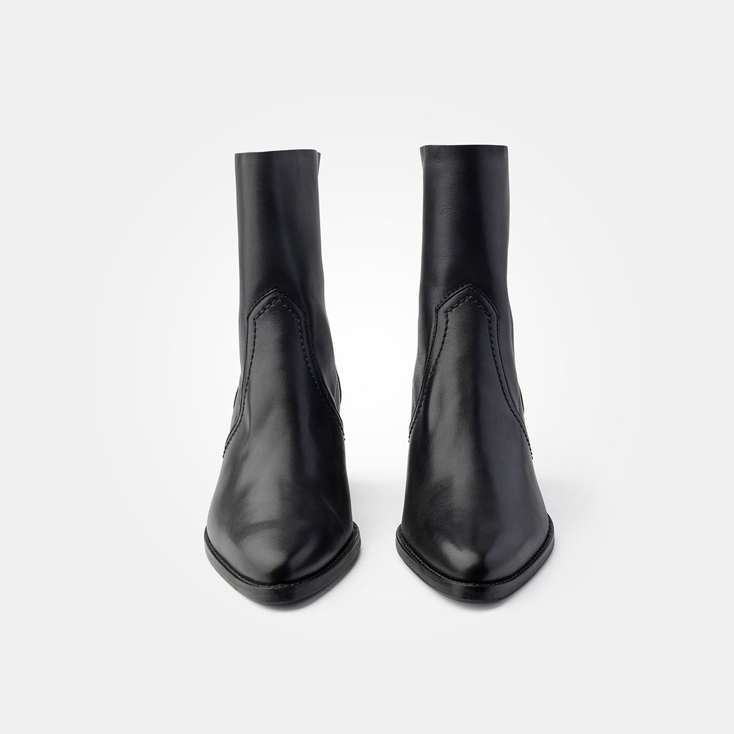 Black Leather Heel Ankle Boot