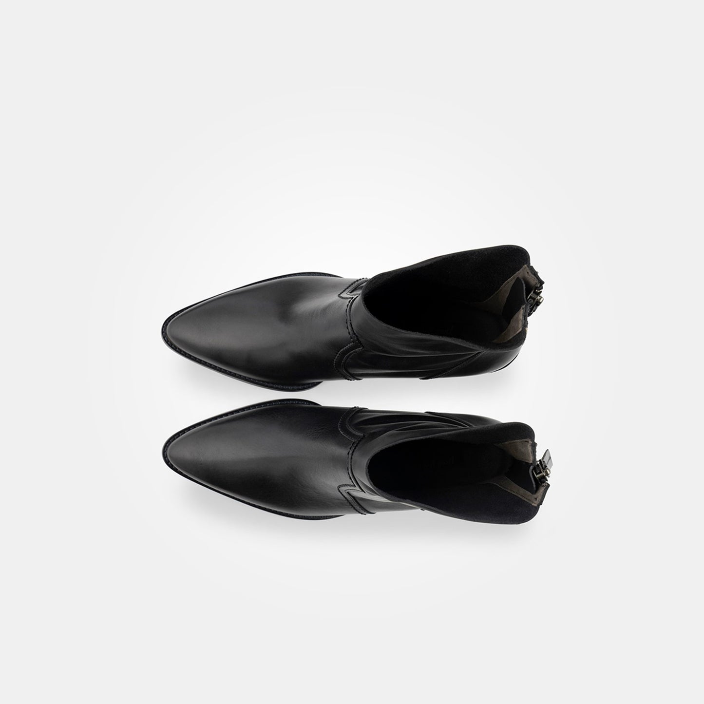 Black Leather Heel Ankle Boot