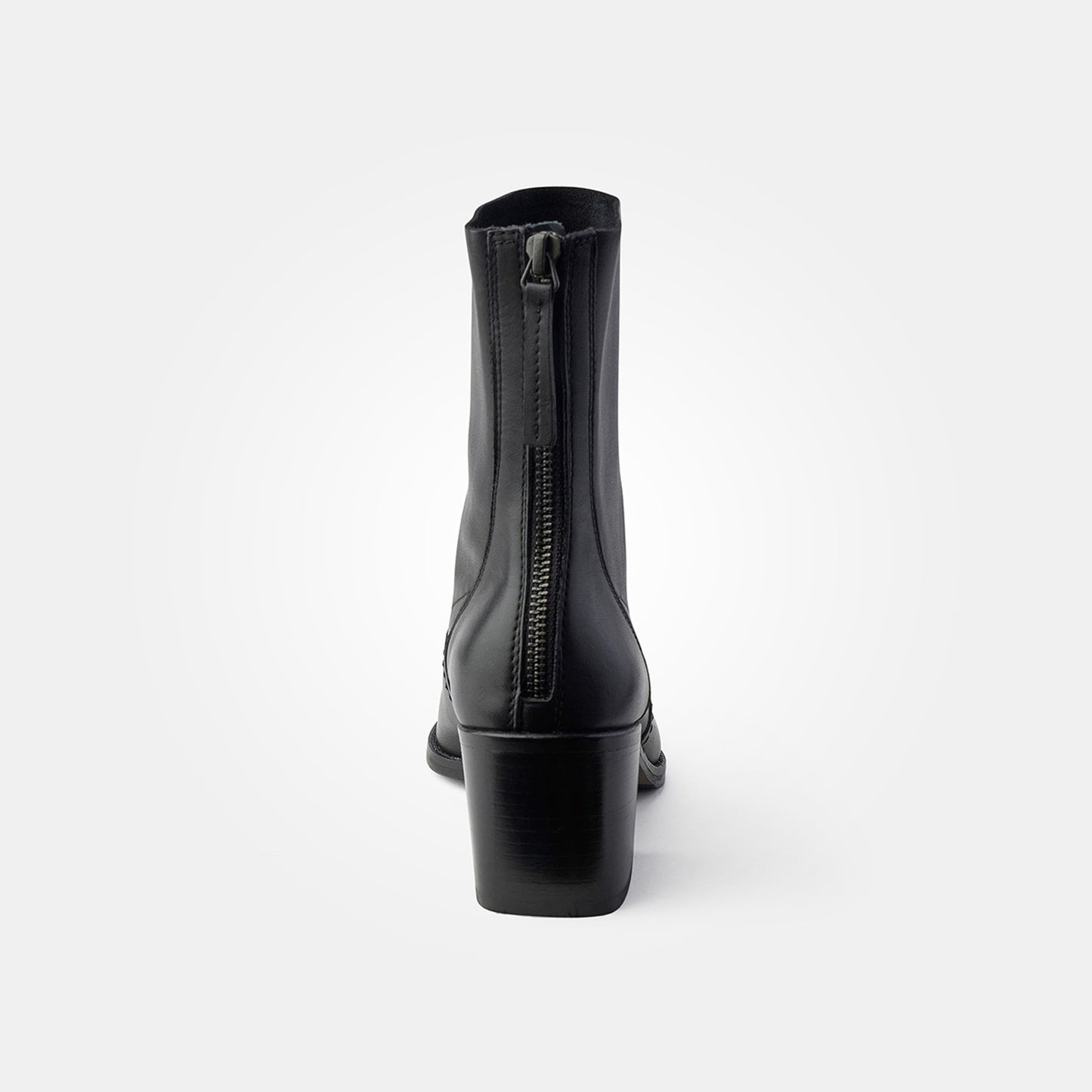 Black Leather Heel Ankle Boot