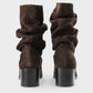 CPH292 Suede Chocolate Heeled Boot