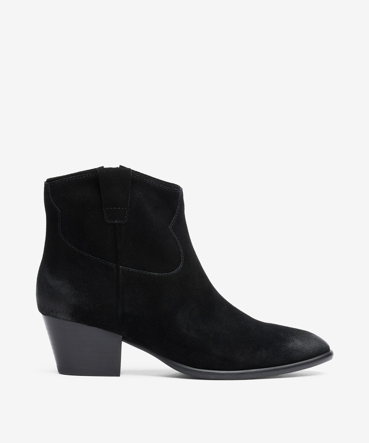 Fame Mid Heel Boot In Suede Black