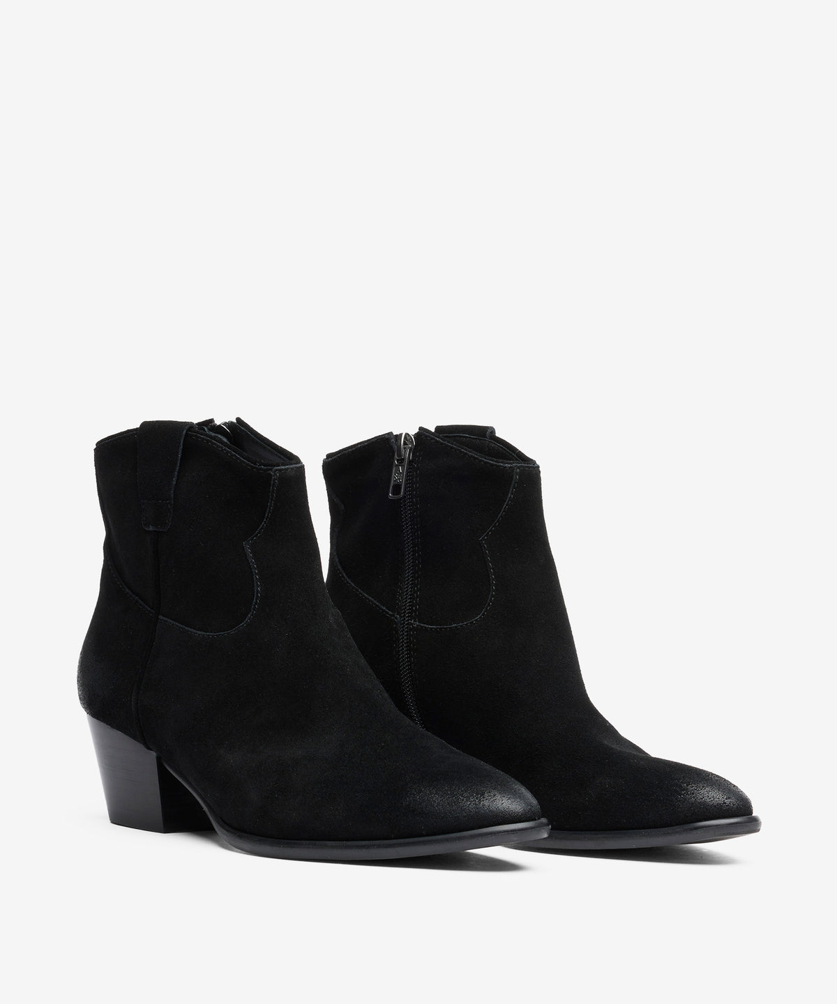 Fame Mid Heel Boot In Suede Black