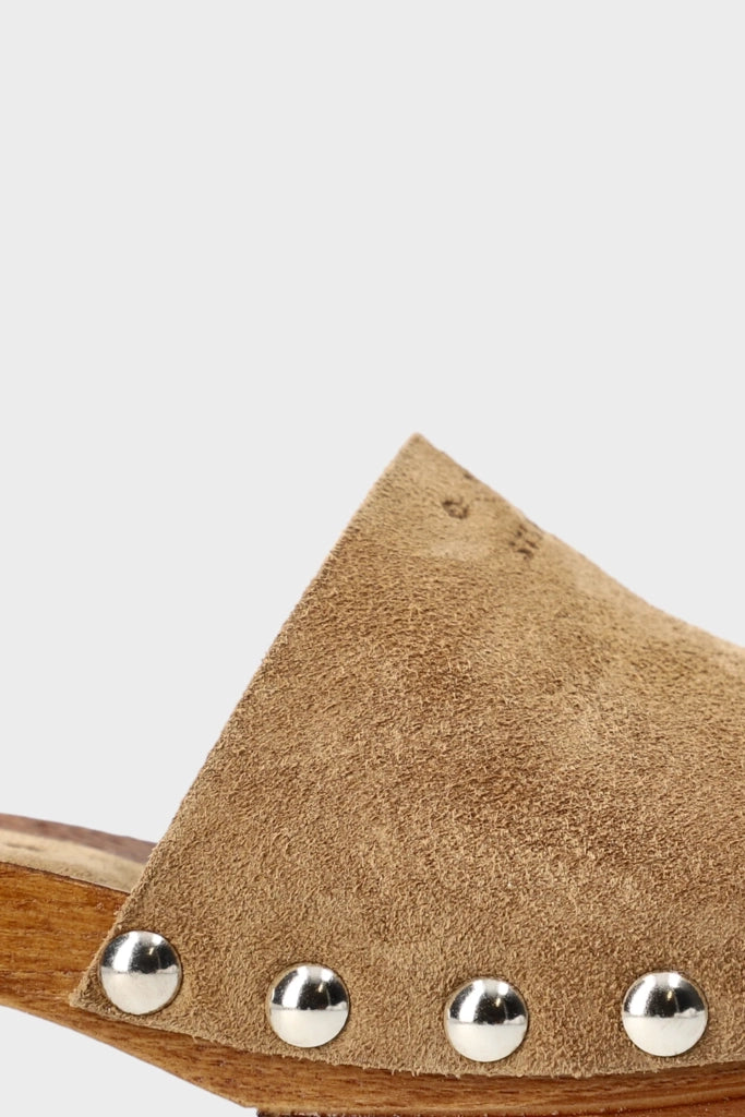 Suede Wooden Clog Sandal