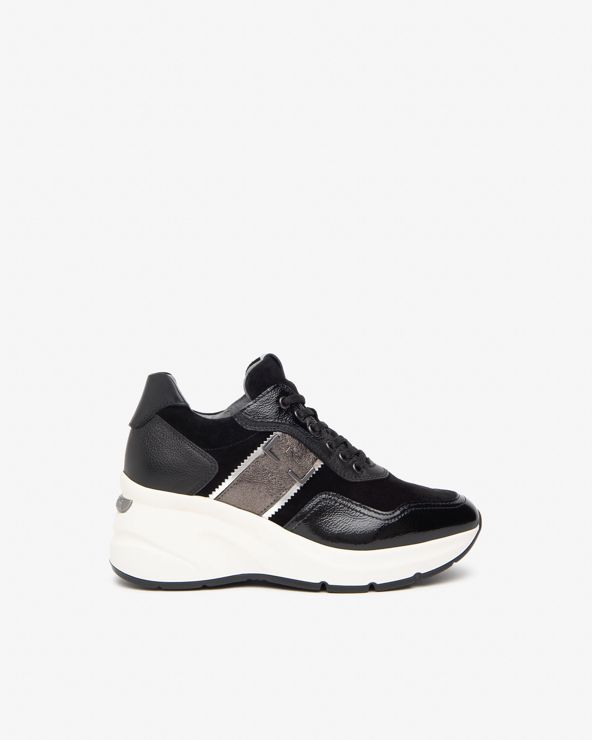 Black leather wedge sneaker online