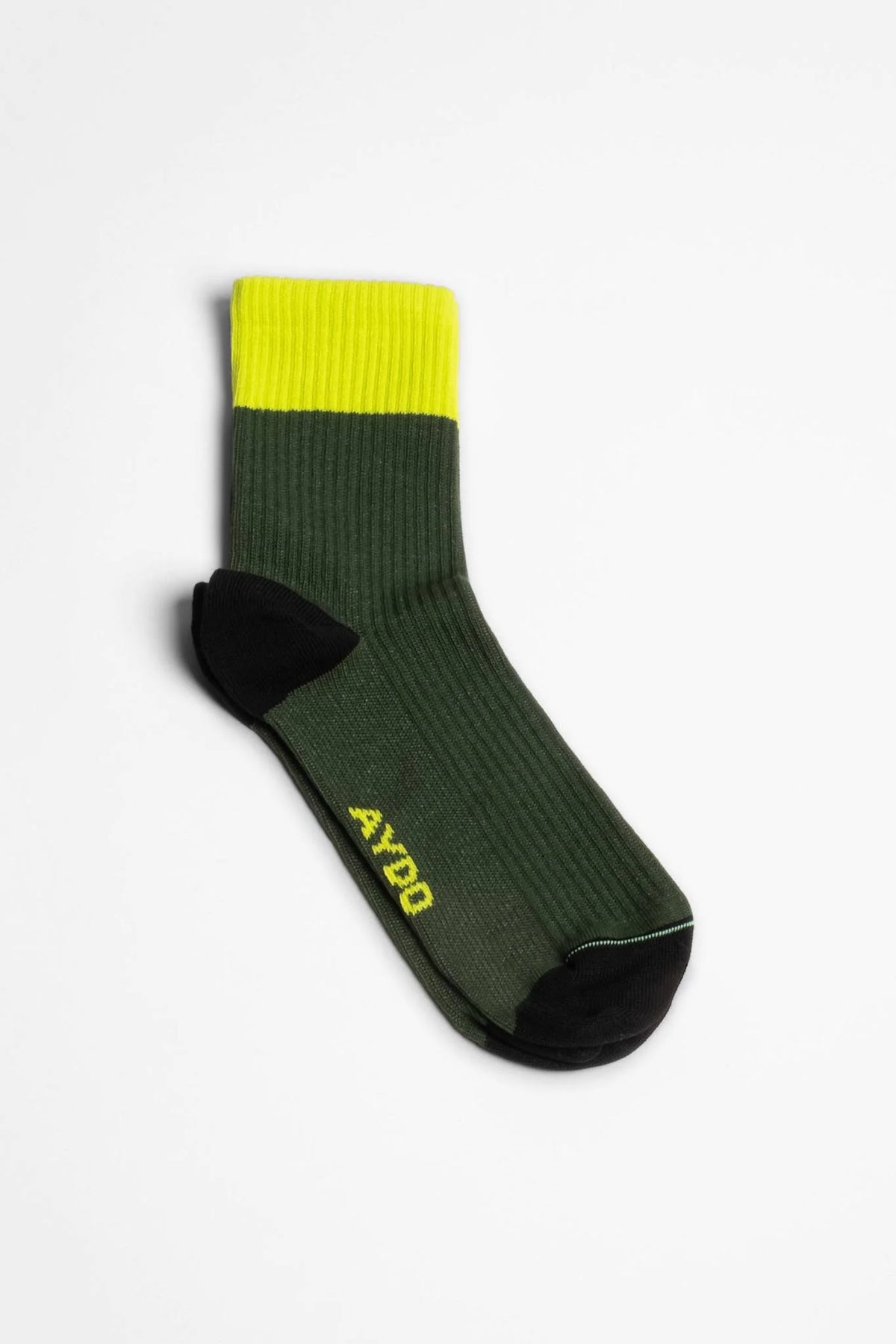 Aydo Studios Altai Route socks in Verdant Pulse, single sock side view