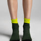 Aydo Studios Altai Route socks in Verdant Pulse, worn front view