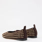 Studded Ballerina In Chocolate Suede
