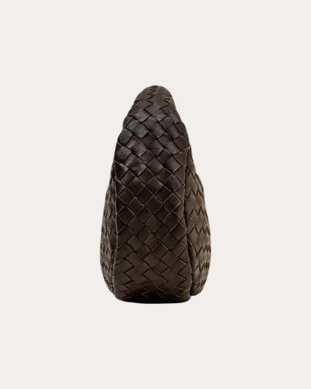 ALEO Laluna Mini Woven Shoulder Bag in Fondant, side profile, on soft stone background