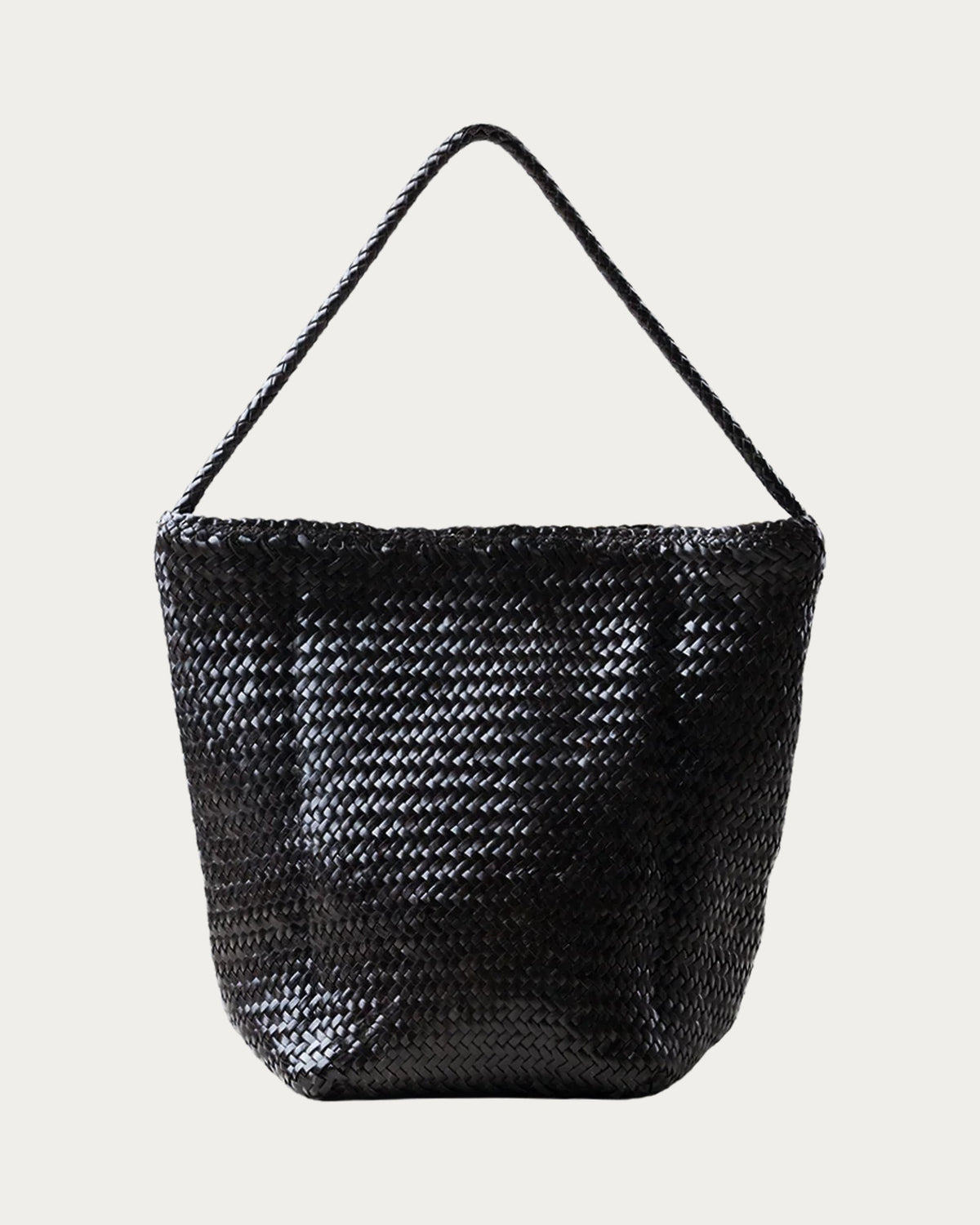 ALEO Toka Woven Tote in Crema, front view on soft stone background