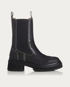 Alias Mae Electra black leather Chelsea boot with contrast stitching, side profile