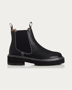 Alias Mae Rome black leather Chelsea ankle boot with contrast stitching, side profile