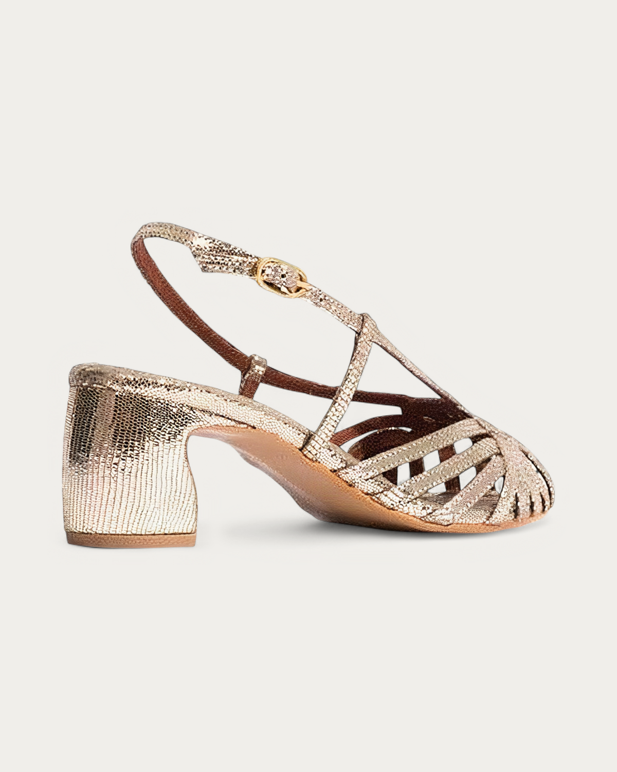 Anonymous Copenhagen Briddie 50 Platino Metallic Lizard Slingback Sandal, rear three-quarter view