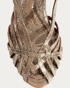Anonymous Copenhagen Briddie 50 Platino Metallic Lizard Slingback Sandal, strap and toe close-up