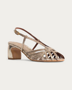 Anonymous Copenhagen Briddie 50 Platino Metallic Lizard Slingback Sandal, three-quarter view