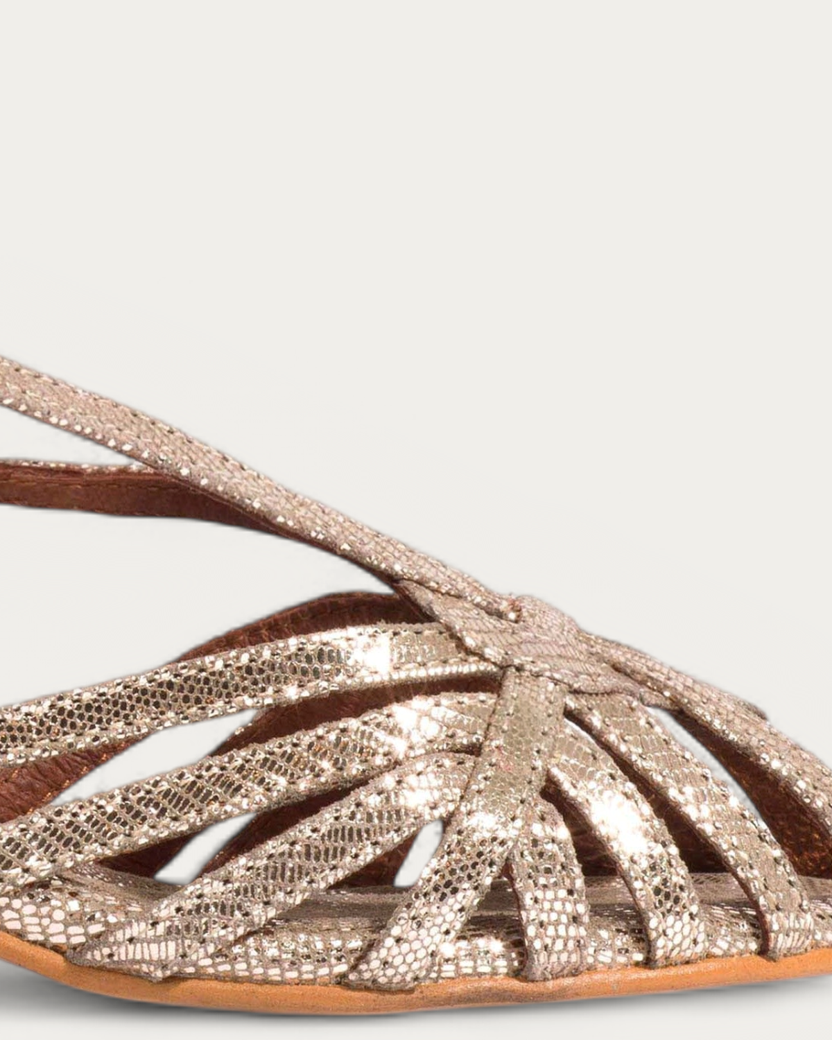 Anonymous Copenhagen Briddie 50 Platino Metallic Lizard Slingback Sandal, toe detail