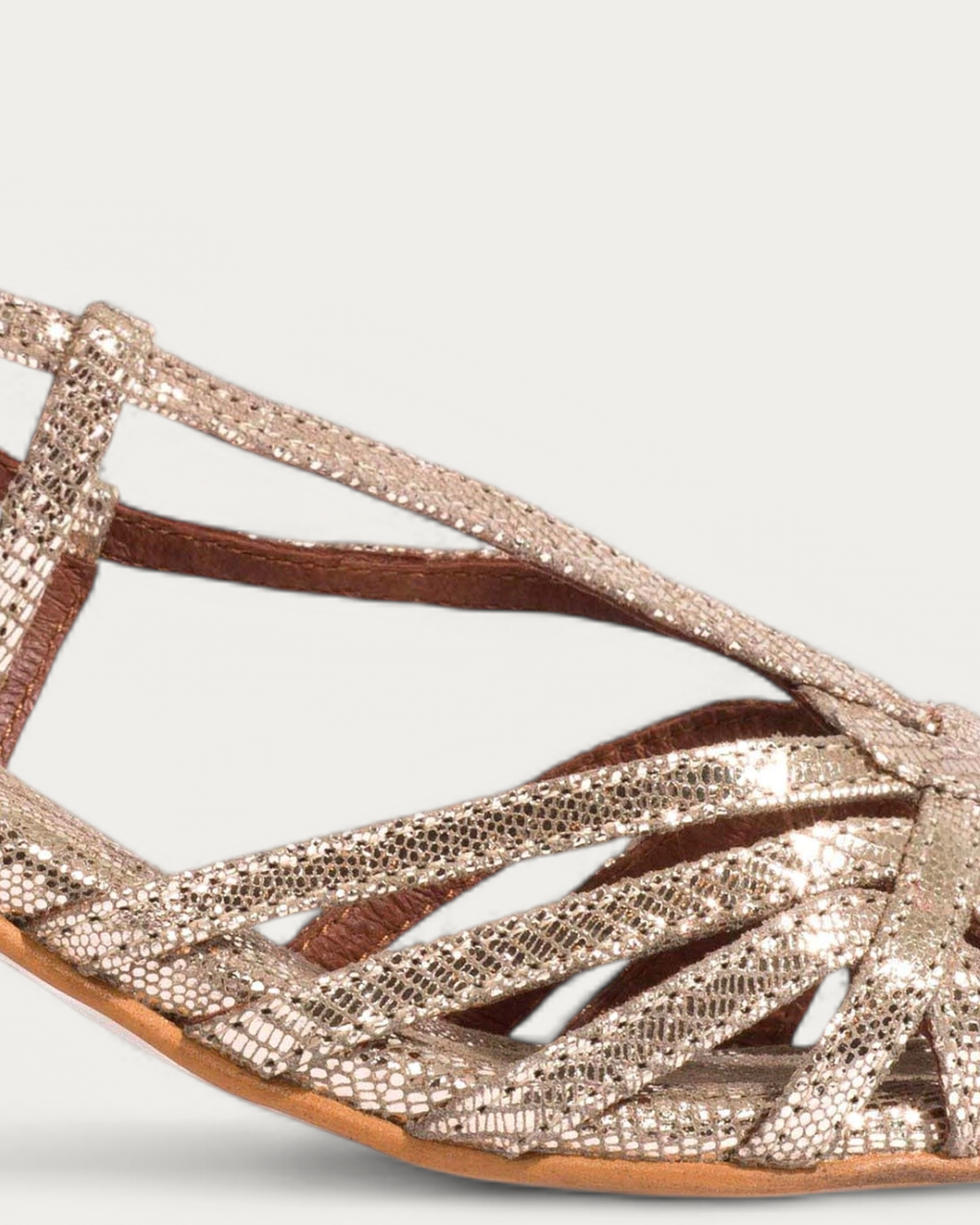 Anonymous Copenhagen Briddie 50 Platino Metallic Lizard Slingback Sandal, upper detail