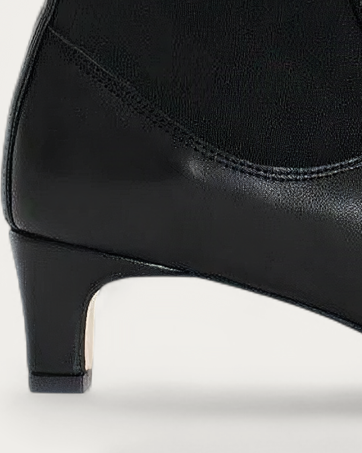 Anonymous Copenhagen Gaby 40 Black Leather Ankle Boot with Elastic, heel detail