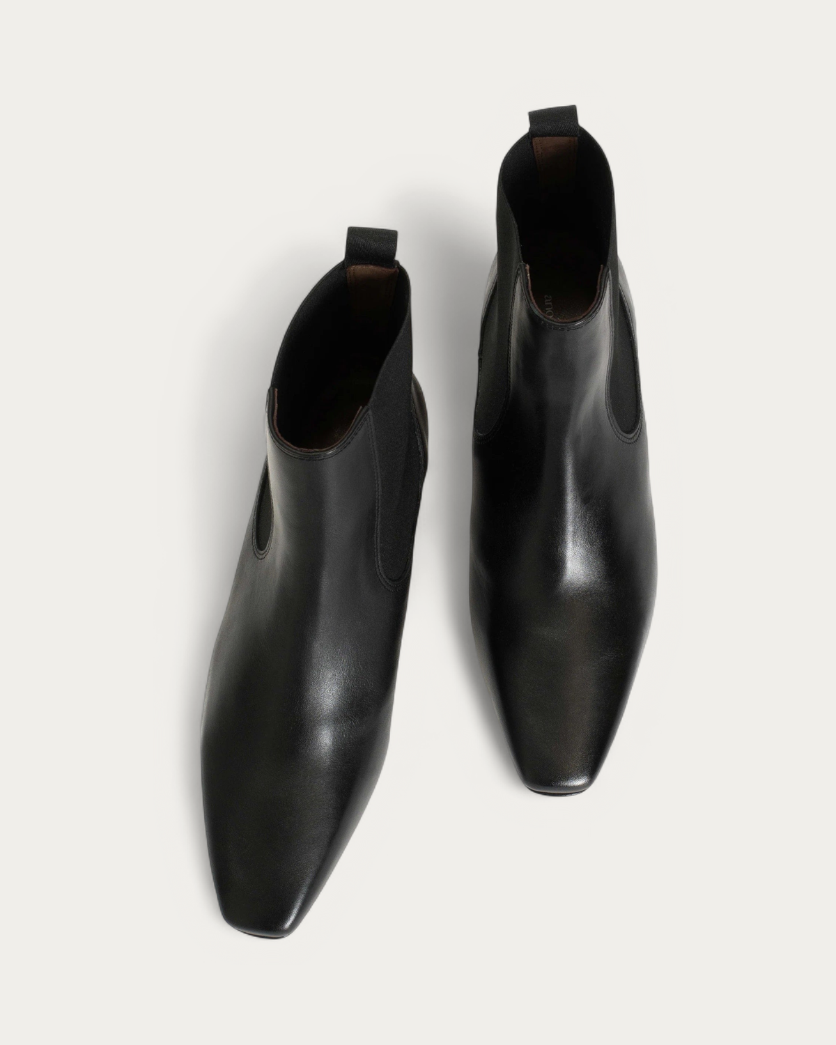 Anonymous Copenhagen Gaby 40 Black Leather Ankle Boot with Elastic, pair from above