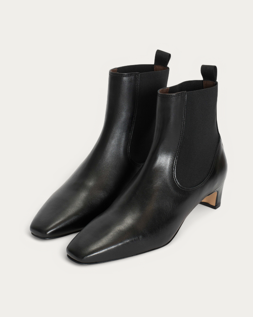 Anonymous Copenhagen Gaby 40 Black Leather Ankle Boot with Elastic, pair view