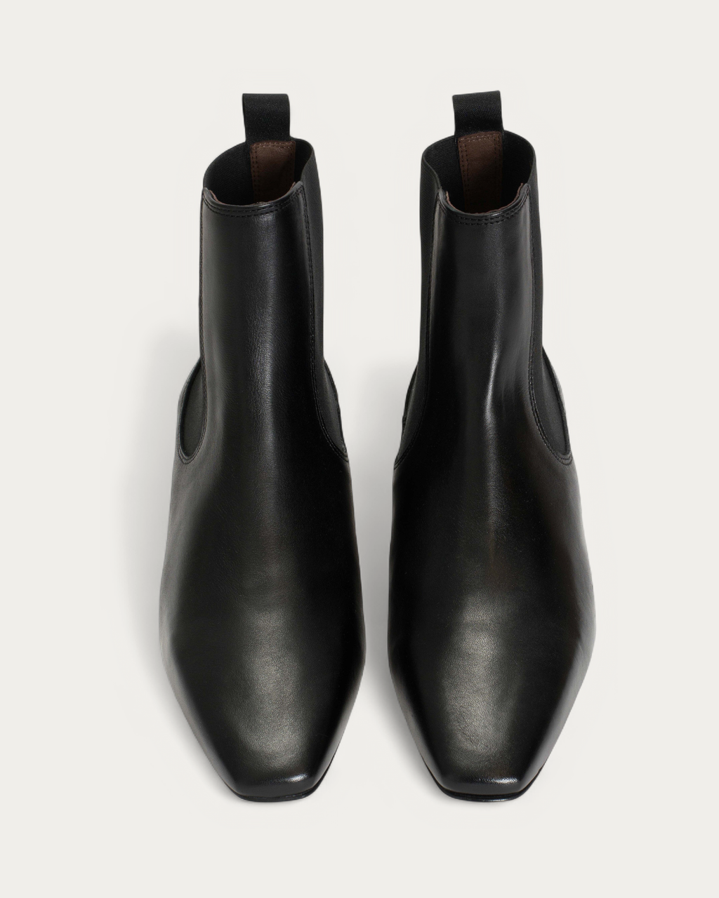Anonymous Copenhagen Gaby 40 Black Leather Ankle Boot with Elastic, top view