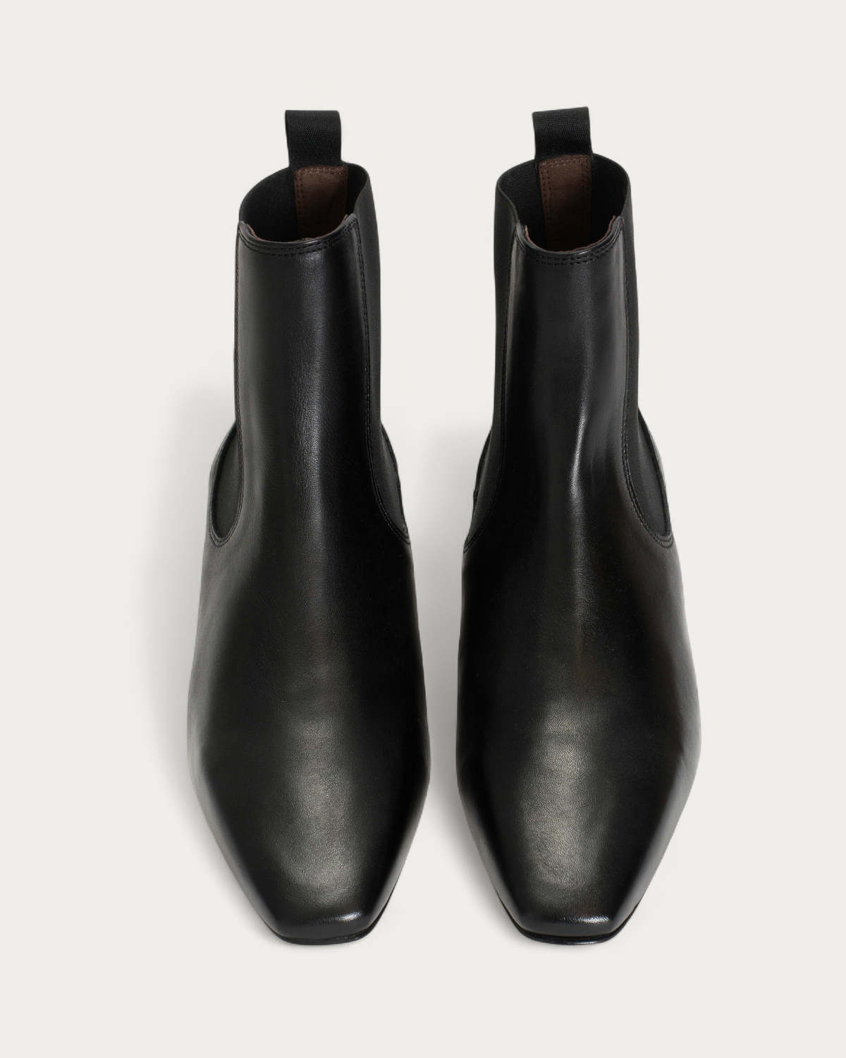 Anonymous Copenhagen Gaby 40 Black Leather Ankle Boot with Elastic, top view