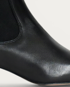 Anonymous Copenhagen Gaby 40 Black Leather Ankle Boot with Elastic, upper detail