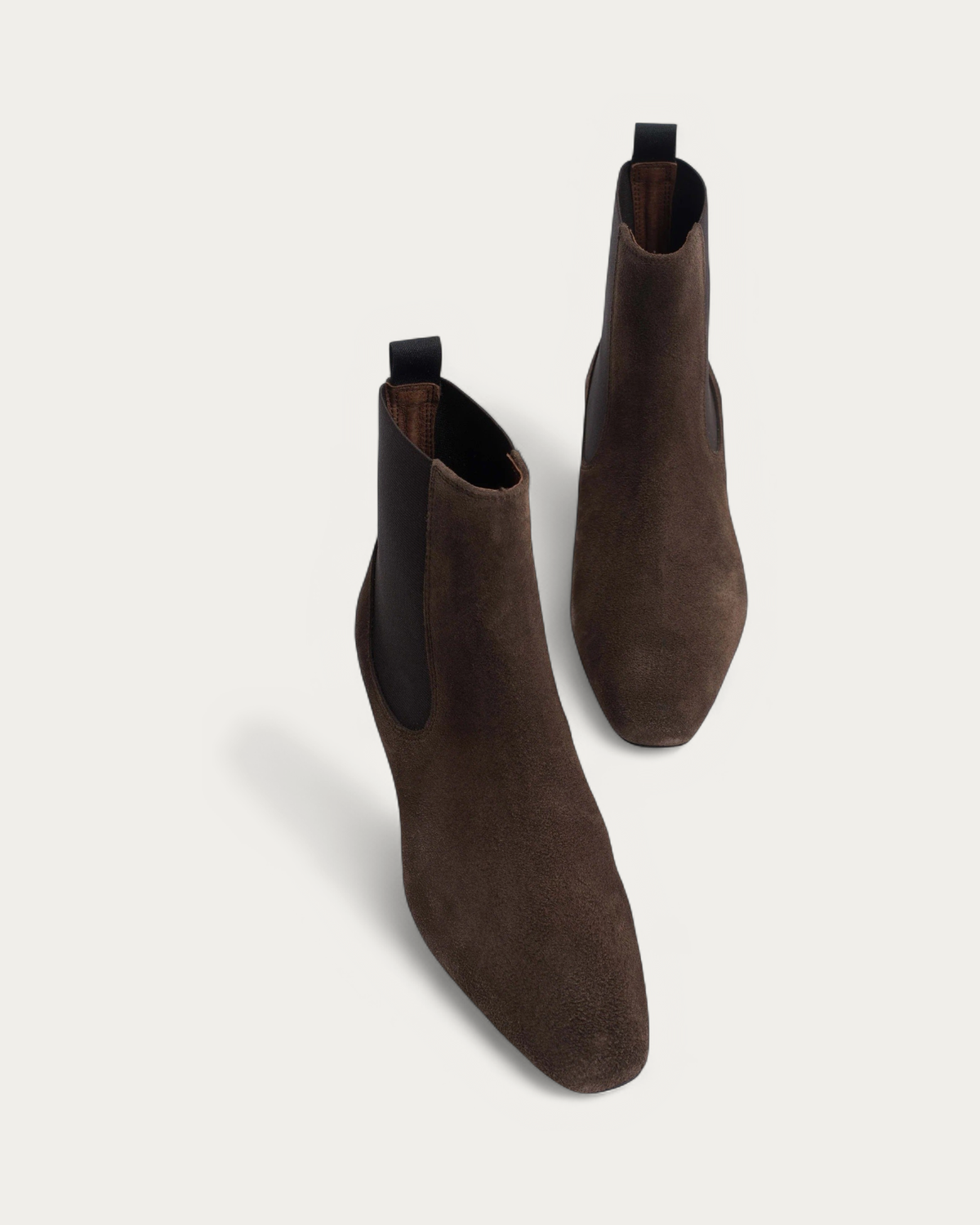 Anonymous Copenhagen Gaby 40 Coffee Brown Suede Ankle Boot with Elastic, pair from above