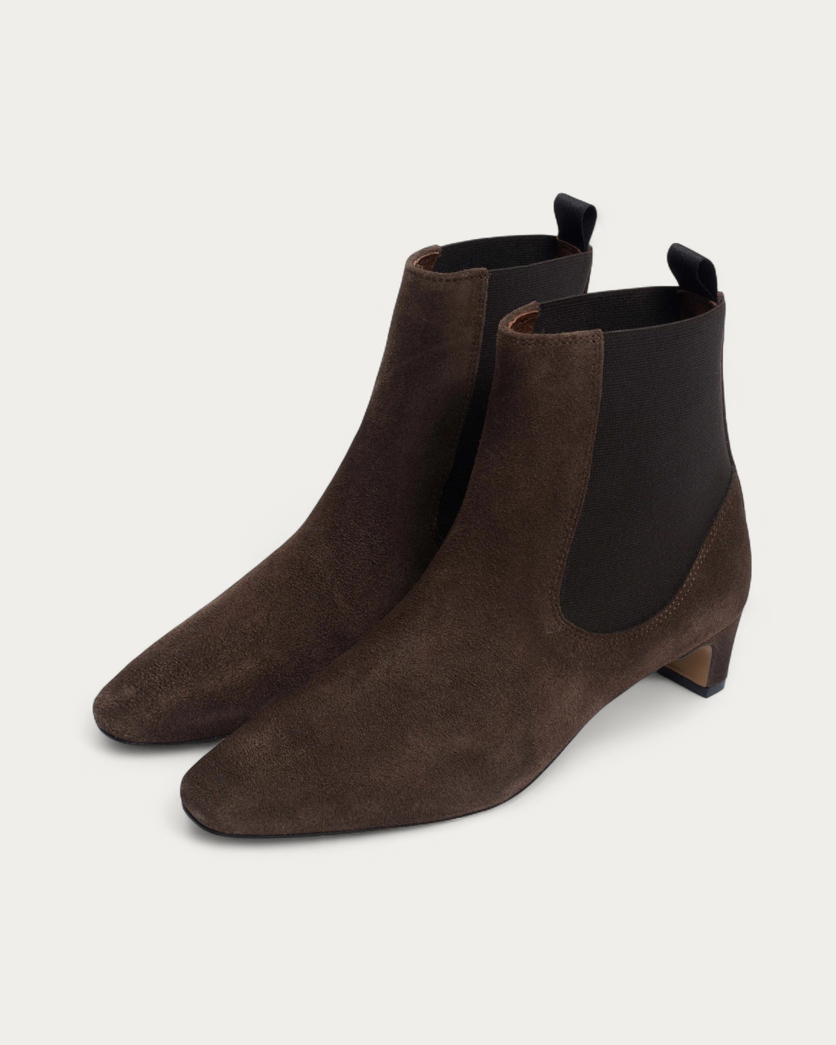 Anonymous Copenhagen Gaby 40 Coffee Brown Suede Ankle Boot with Elastic, pair view