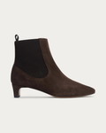 Anonymous Copenhagen Gaby 40 Coffee Brown Suede Ankle Boot with Elastic, side profile