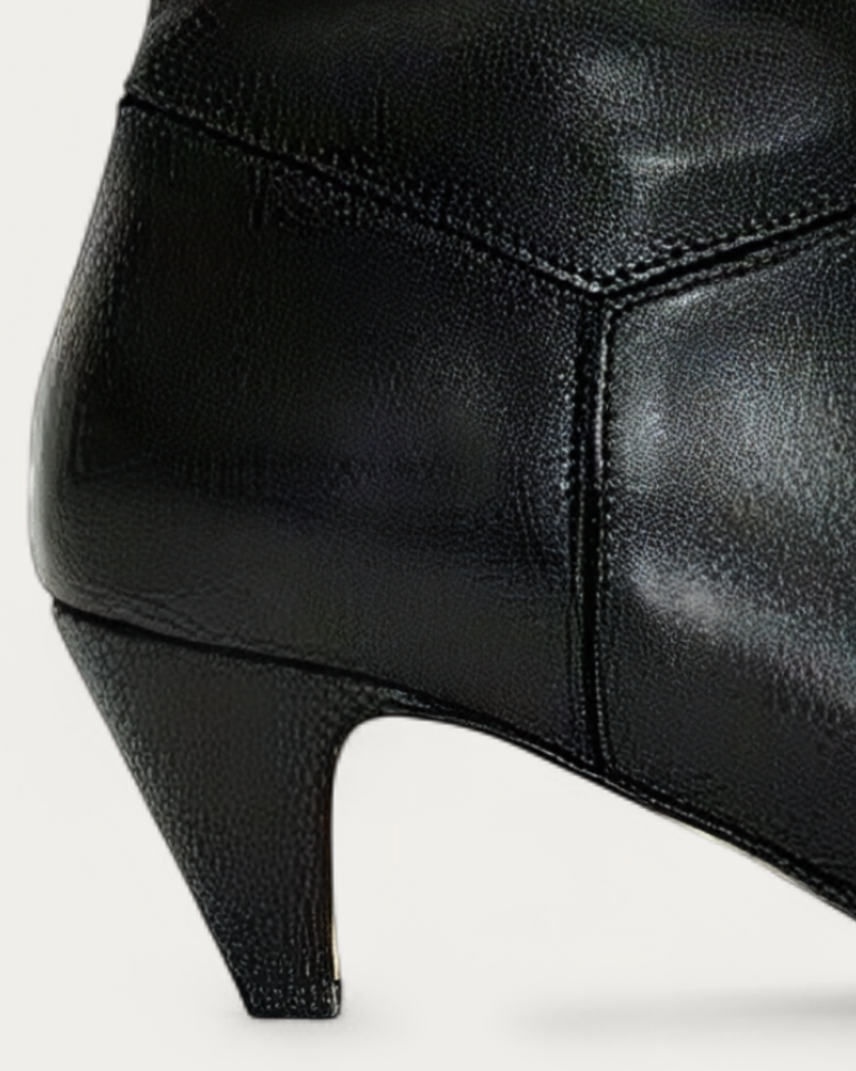 Anonymous Copenhagen Jasmina 50 Black Leather Knee High Boot, heel detail