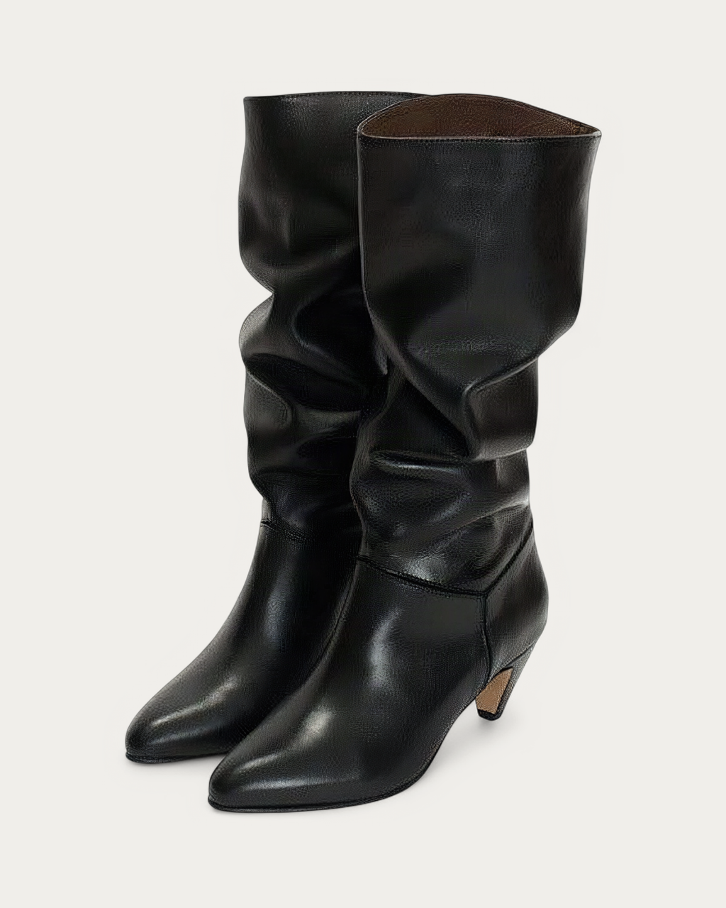 Anonymous Copenhagen Jasmina 50 Black Leather Knee High Boot, three-quarter view