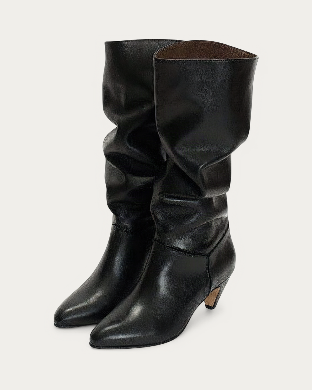 Anonymous Copenhagen Jasmina 50 Black Leather Knee High Boot, three-quarter view