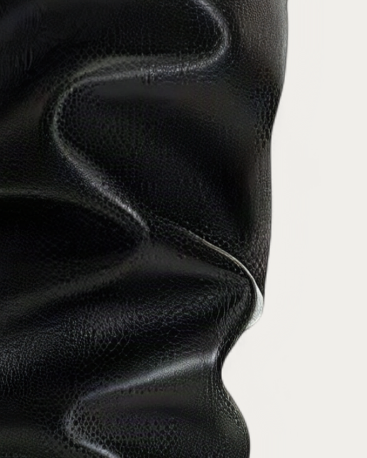 Anonymous Copenhagen Jasmina 50 Black Leather Knee High Boot, upper detail