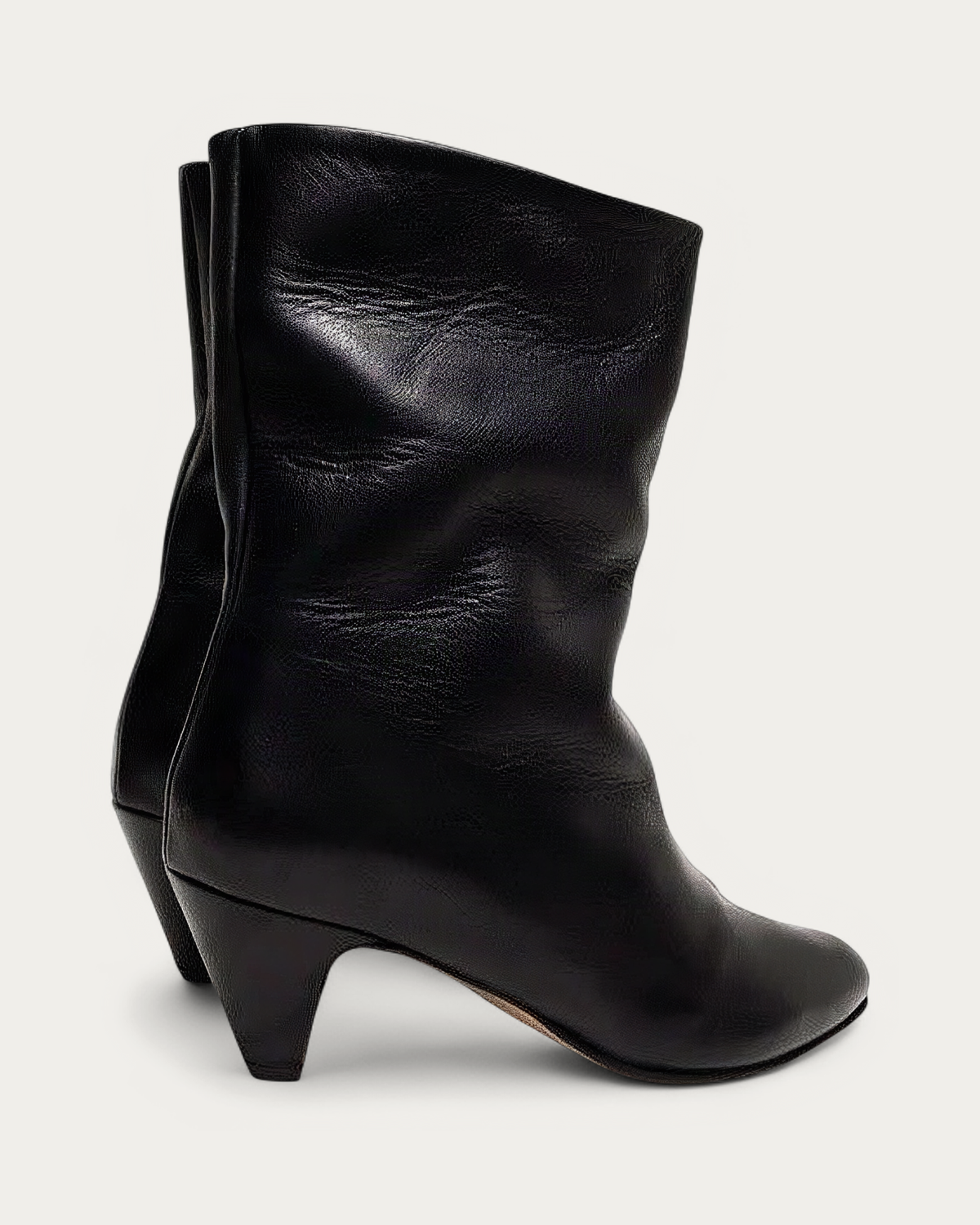 Anonymous Copenhagen Vully 50 Black Leather Stiletto Ankle Boot, back view