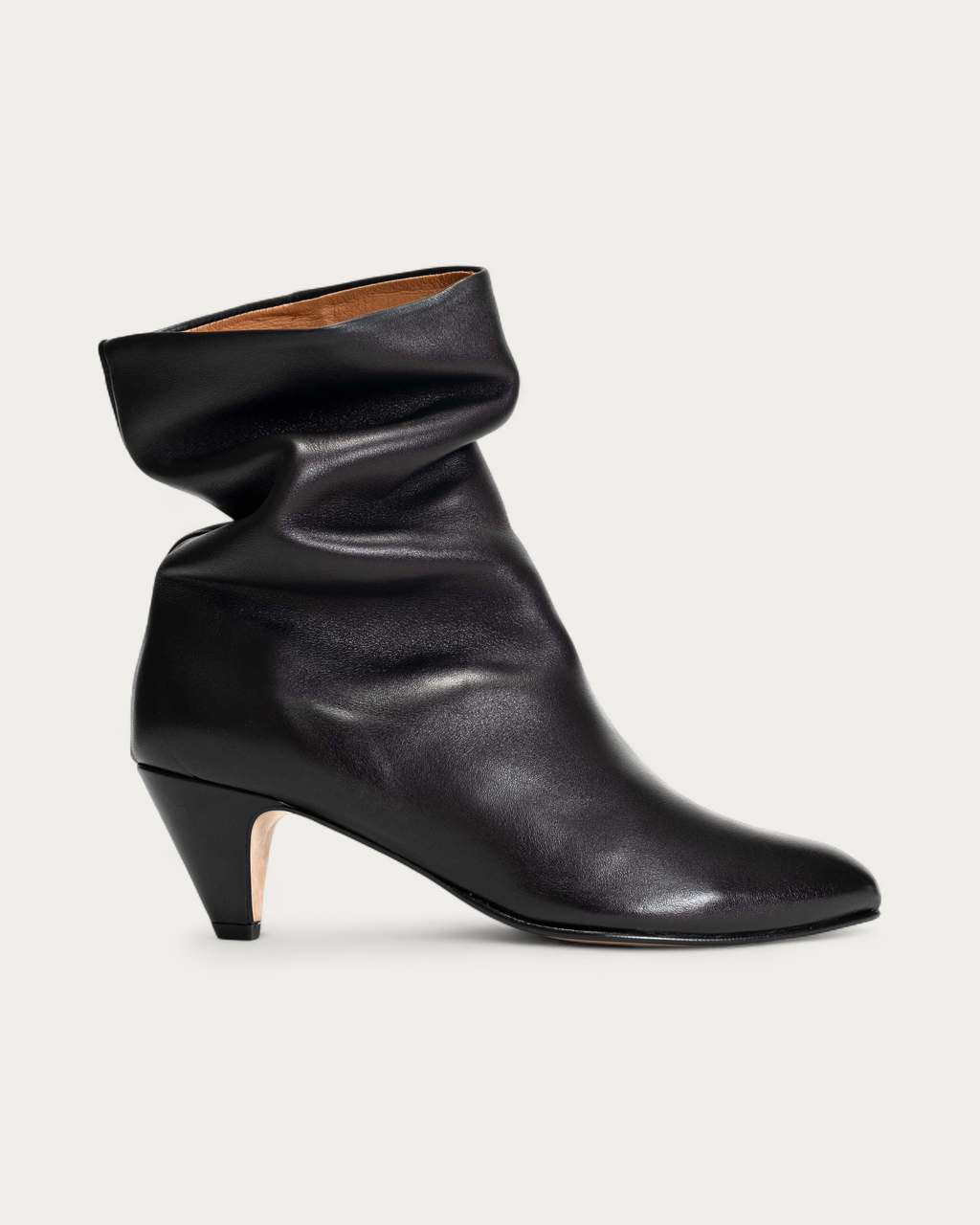 Anonymous Copenhagen Vully 50 Black Leather Stiletto Ankle Boot, side profile
