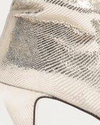 Anonymous Copenhagen Vully 50 Cracked Champagne Metallic Stiletto Ankle Boot, heel detail