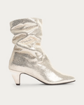 Anonymous Copenhagen Vully 50 Cracked Champagne Metallic Stiletto Ankle Boot, side profile