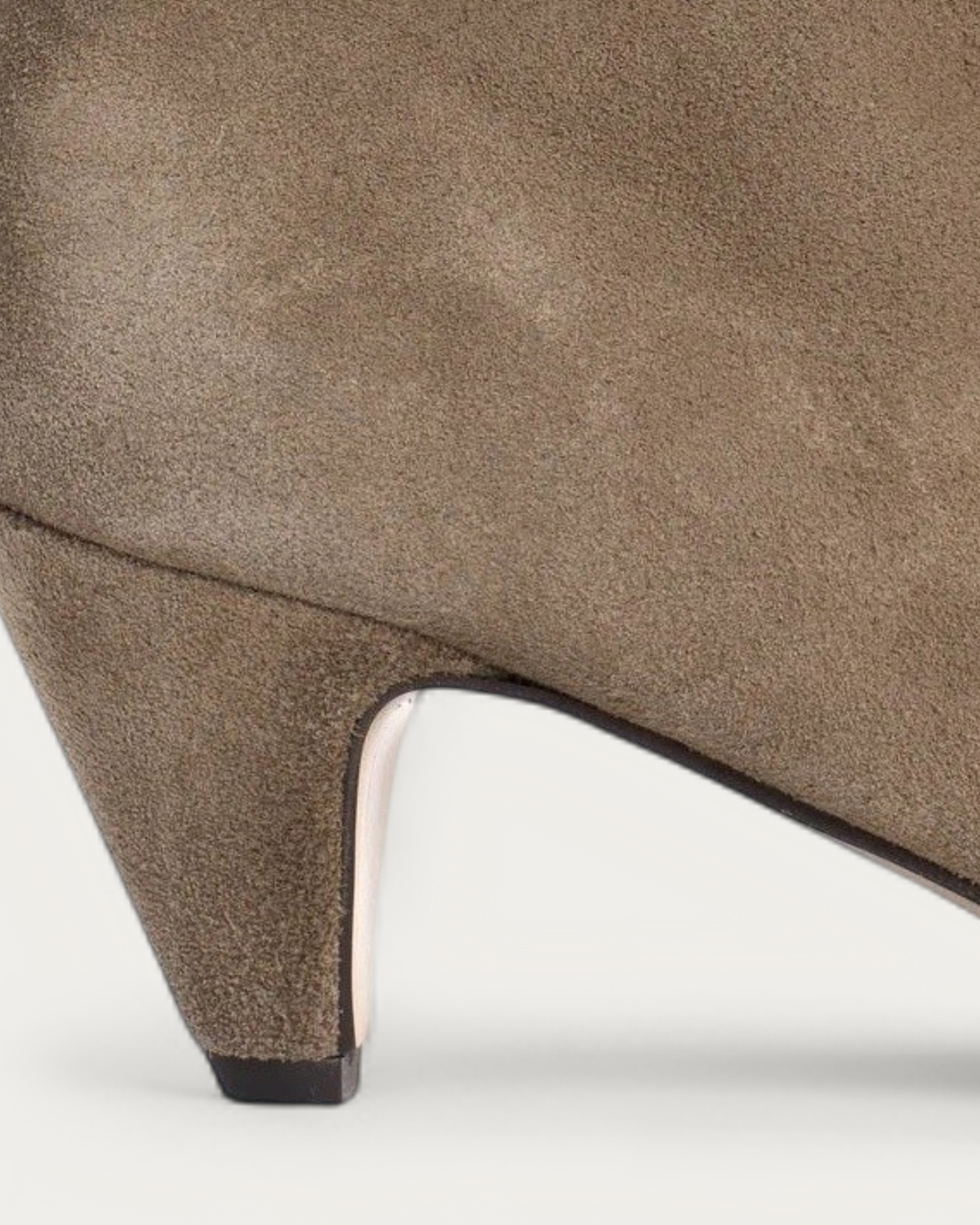 Anonymous Copenhagen Vully 50 Mushroom Suede Slouch Ankle Boot, heel detail