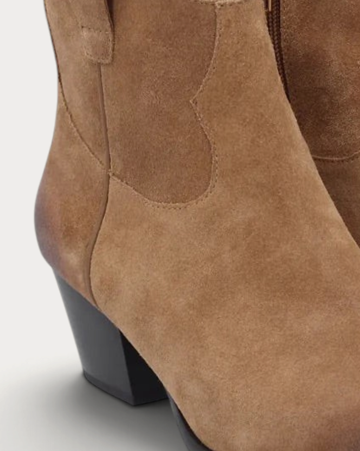Ash Fame mid heel boot in Land - pull tab stitch detail