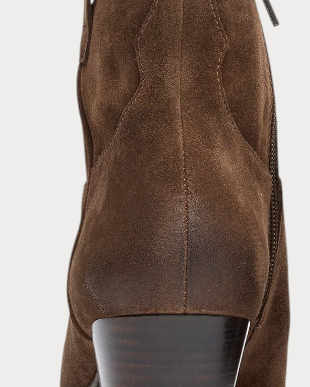 Ash Fame mid heel boot in mink - heel zip detail