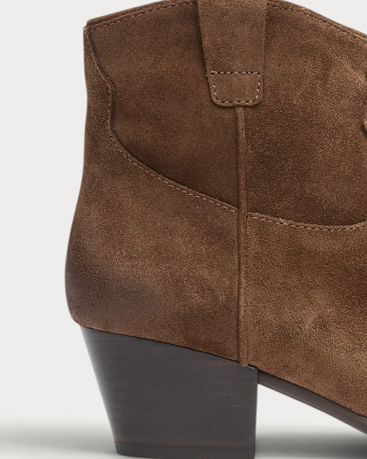 Ash Fame mid heel boot in mink - pull tab heel detail