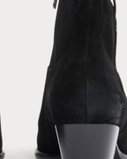 Ash Fame mid heel boot in suede black - back zip detail