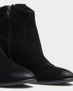 Ash Fame mid heel boot in suede black - side zip detail