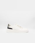 Ash Free white platform sneaker with black heel panel and zebra-print heel tab, side profile