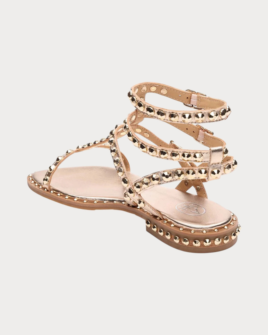 Ash Gladiator studded sandal in Luxor gold - rear three quarter view