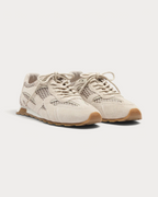 Amari Shoes & Fashion Cork Kasar beige suede and mesh sneakers with lace-up closure and gum rubber sole