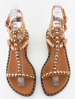 Gladiator Studded Sandal In Cinnamon